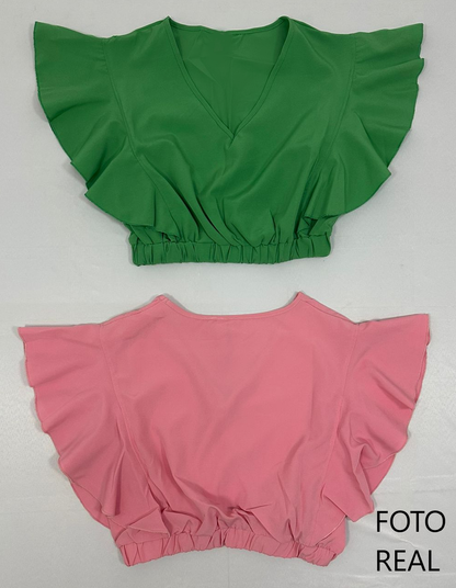 C23008 - Blusa crop con olanes