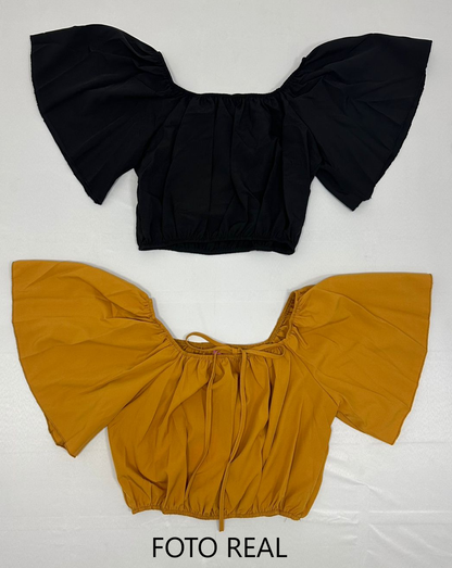 C23004 - Blusa crop off shoulder con lazo