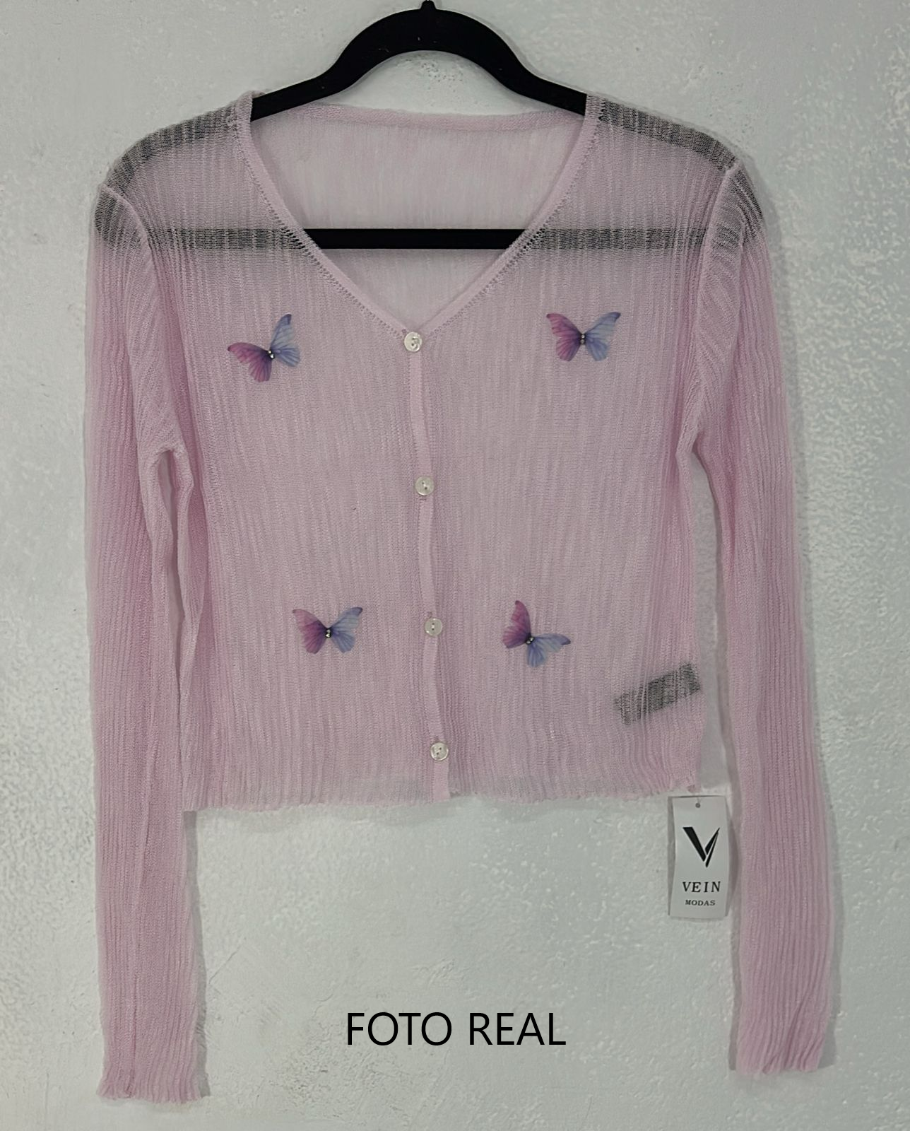 VS261 - Cardigan crop con mariposas