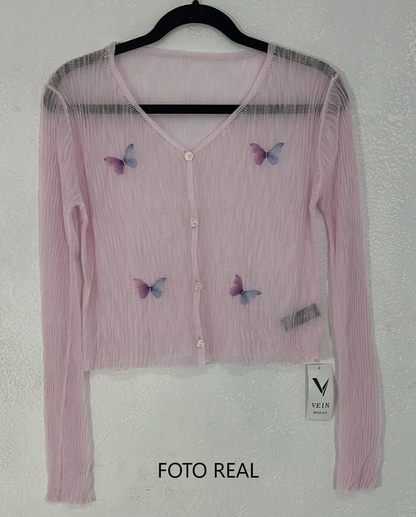 VS261 - Cardigan crop con mariposas