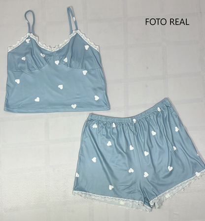 VCC04 - Conjunto Pijama Satinado con Encaje