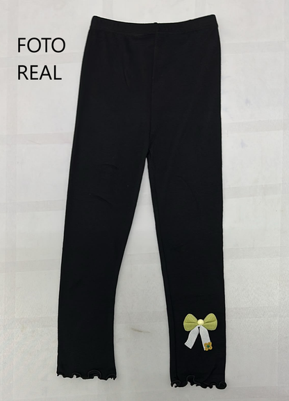 VLEG105 - Leggings Infantil Acanalado con Moño Decorativo