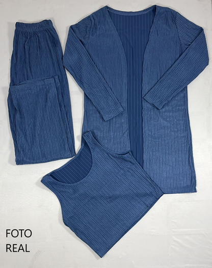 F7330 - Conjunto 3 piezas (top + pantalón + cardigan)