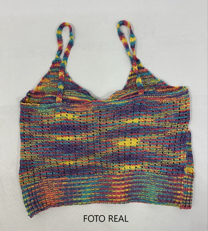 VT350 - Camisola de tirantes con rayas multicolor