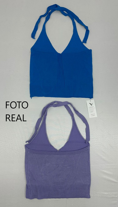 VT351 - Top halter básico tejido
