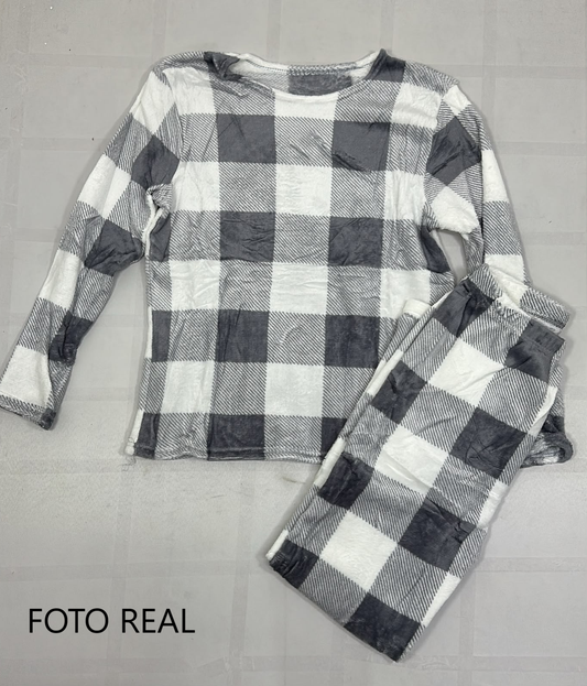 SUVD - Pijama Polar a Cuadros para Dama