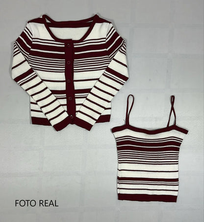 VS18 - Conjunto de Cárdigan y Blusa de Tirantes