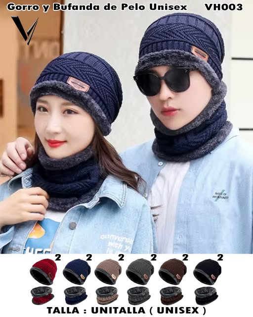 VH003 - Gorro y bufanda de pelo unisex
