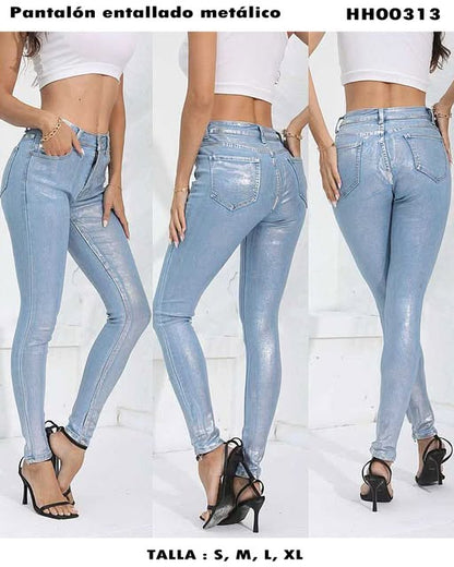 HH00313 - Pantalón entallado metálico