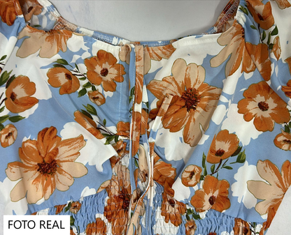 C23001 - Blusa crop floral con fruncido