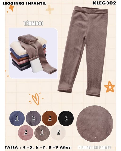KLEG302 – Leggings Infantil Térmico “Piedras Brillantes”