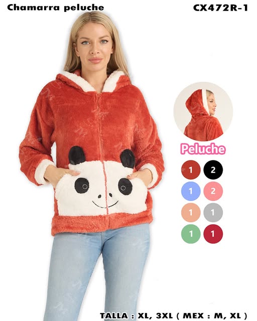 CX472R-1 – Chamarra Peluche con Diseño Panda