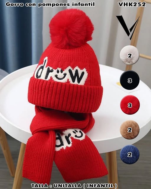 VHK252 - Gorro con Pompón Infantil “drow”