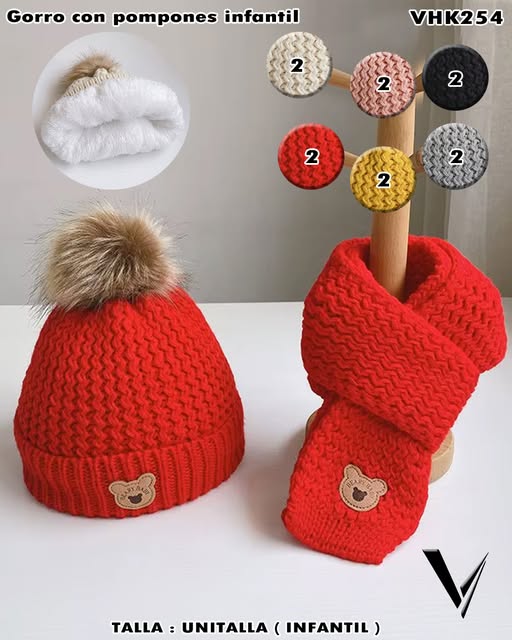 VHK254 - Gorro con Pompón Infantil