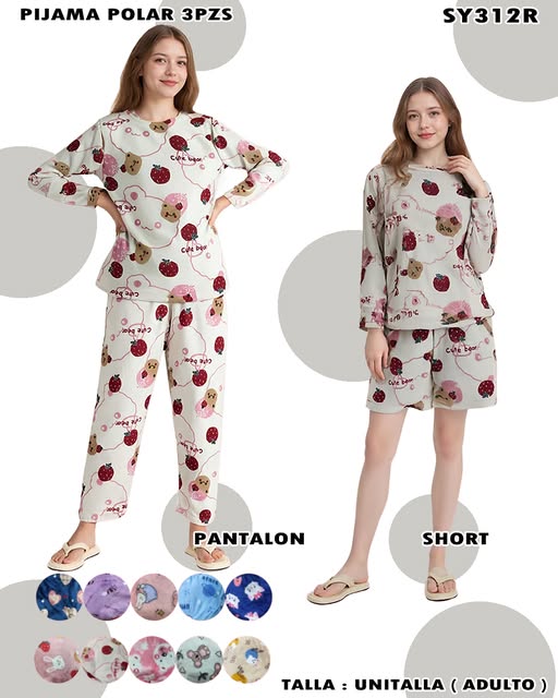 SY312R - Pijama Polar 3pzs