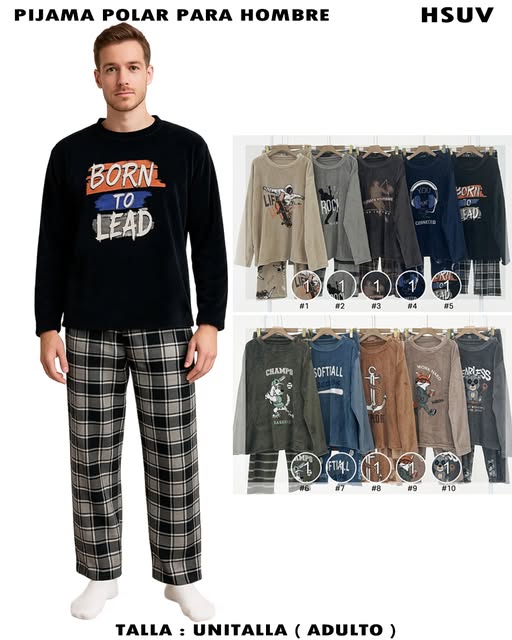 HSUV - Pijama Polar para Hombre