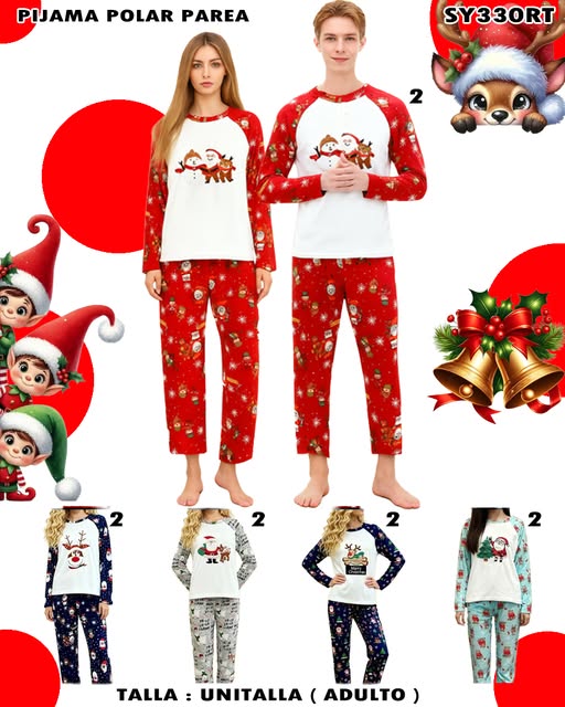 SY330RT - Pijama Polar Pareja Navideña