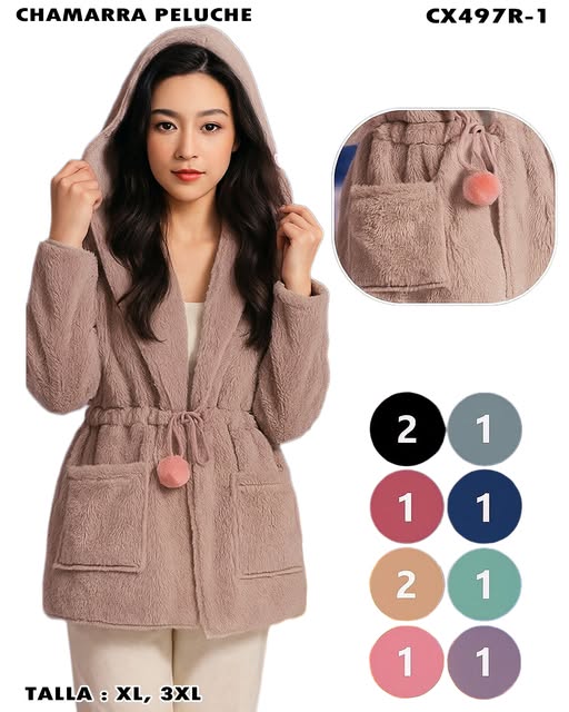CX497R - Chamarra Peluche Larga