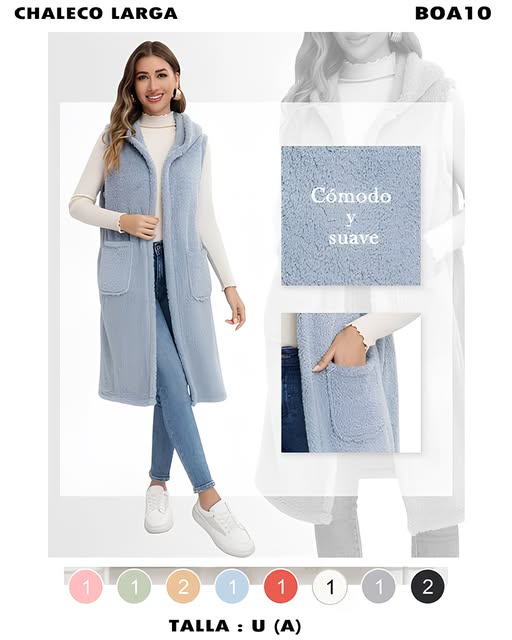 BOA10 - Chaleco peluche largo