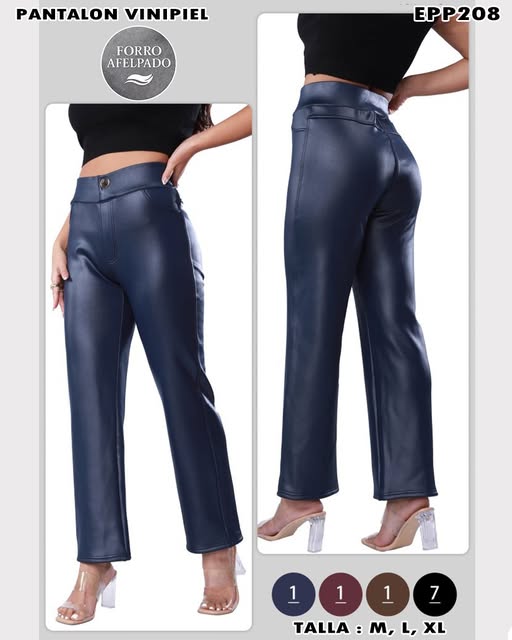 EPP208 - Pantalón Vinipiel Recto con Forro Afelpado