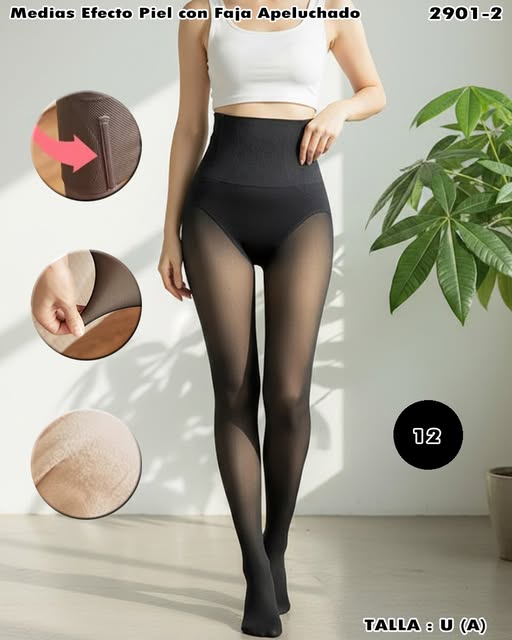 2901-2 – Medias efecto piel con faja afelpada