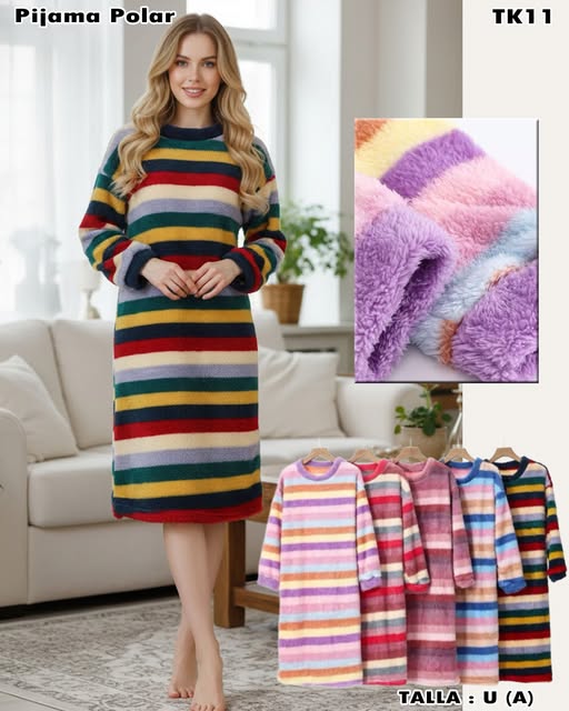 TK11 – Pijama Polar (Vestido Rayado)