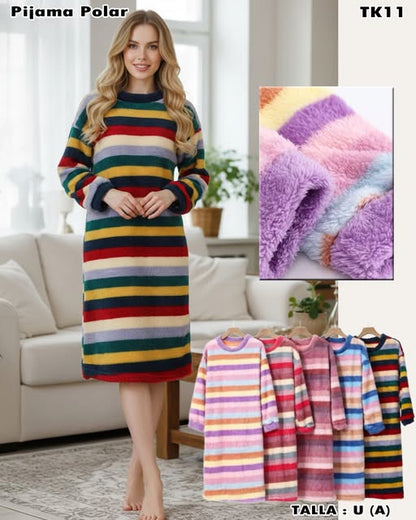 TK11 – Pijama Polar (Vestido Rayado)