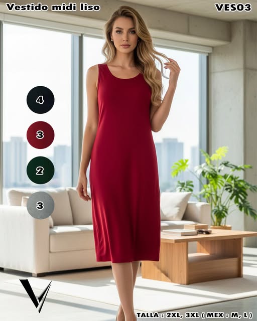 VES03 – Vestido Midi Liso