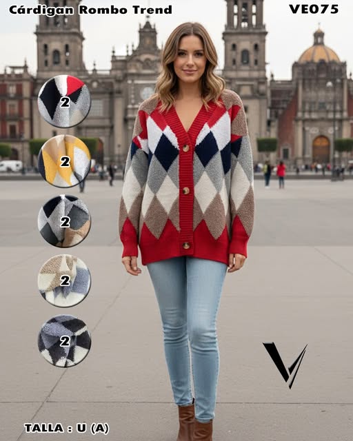 VE075 – Cárdigan Rombo Trend