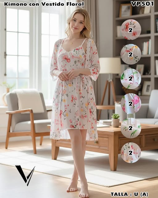 VP501 – Kimono con Vestido Floral