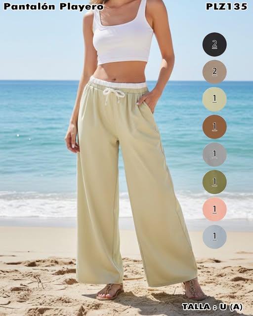PLZ135 – Pantalón playero amplio tipo palazzo