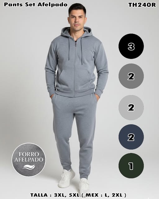 TH240R - Pants Set Afelpado Para Hombre