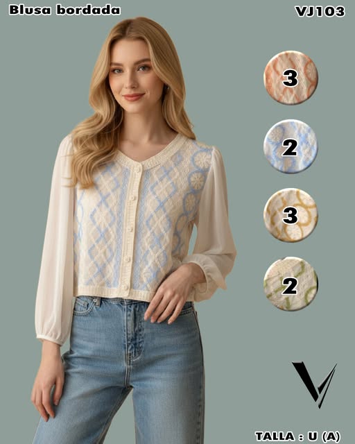 VJ103 - Blusa bordada