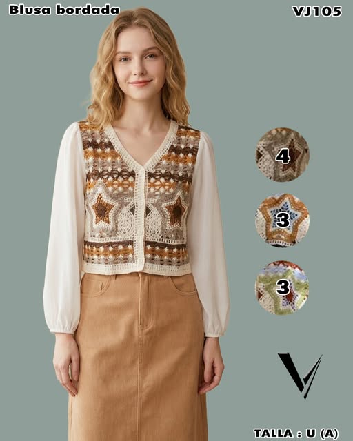 VJ105 - Blusa bordada