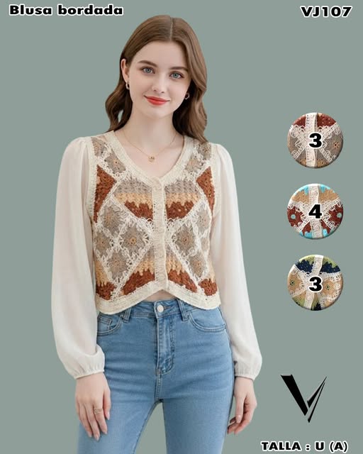 VJ107 - Blusa bordada