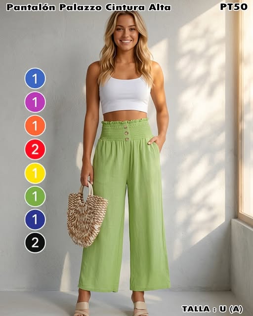 PT50 - Pantalón Palazzo Cintura Alta