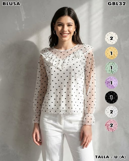 GBL32 - Blusa de lunares con transparencias