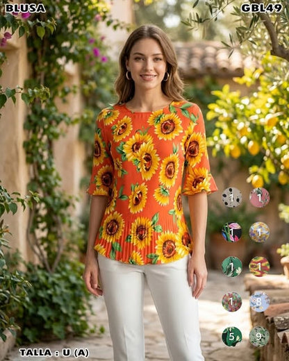 GBL49 - Blusa floral girasol