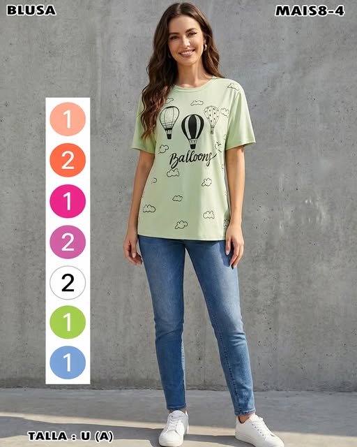 NAIS8-4 - Blusa estampada Balloon