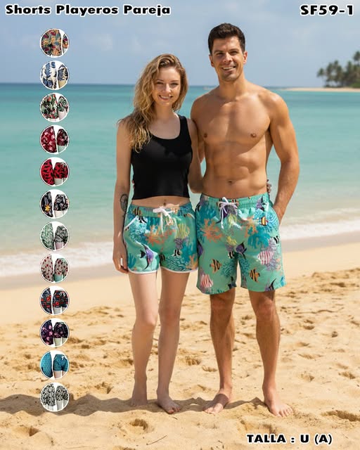 SF59-1 - Shorts Economico Playeros Pareja (2pzs 1set)
