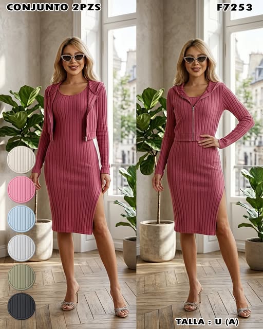 F7253 - Conjunto vestido + chamarra (2 piezas)