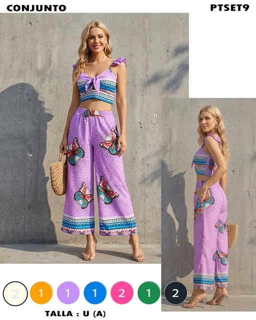 PTSET9 - Conjunto Pantalón Palazzo Mariposa