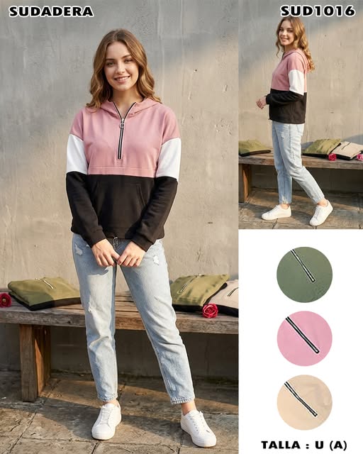 SUD1016 - Sudadera Tricolor con Cierre (OFERTA)