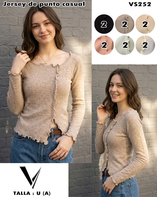 VS252 - Blusa tejida con olanes casual