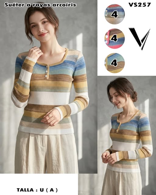 VS257 - Suéter de rayas multicolor