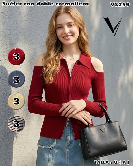 VS259 - Suéter con doble cremallera