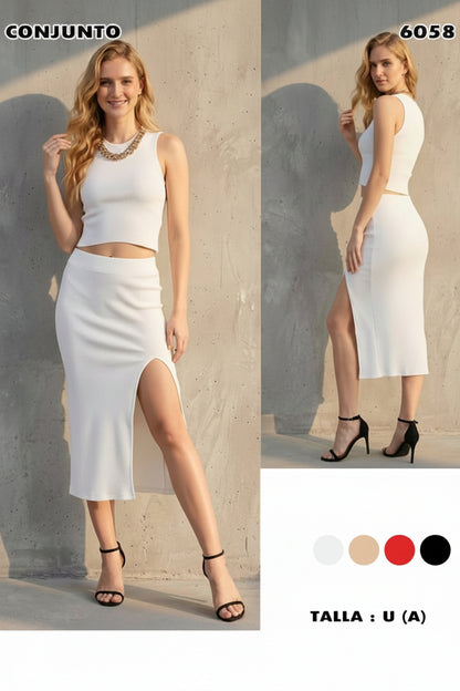 6058 - Conjunto Falda Midi con Top Ajustado (OFERTA)