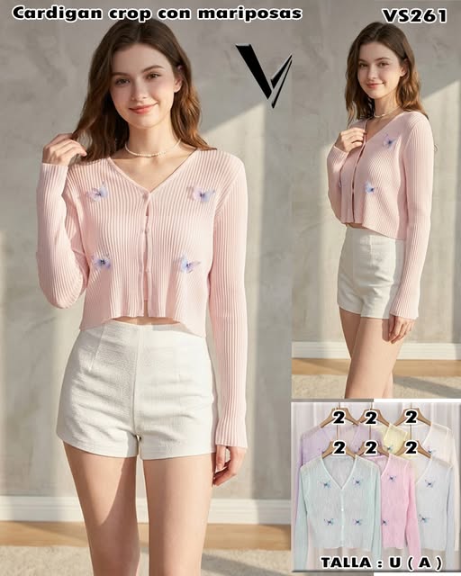 VS261 - Cardigan crop con mariposas