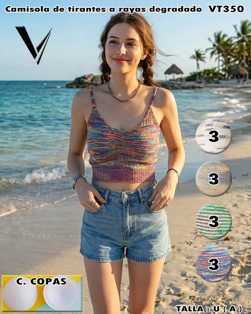 VT350 - Camisola de tirantes con rayas multicolor