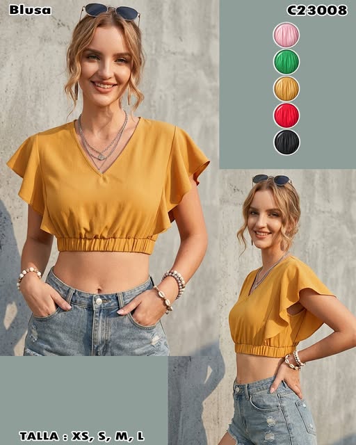 C23008 - Blusa crop con olanes